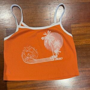 Roxy Crop Orange Camisole with Palm Design
